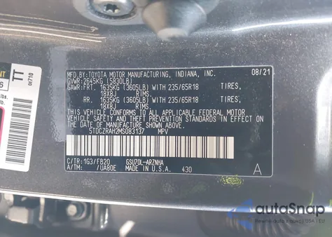 2021 Toyota Highlander L from USA, damaged, VIN 5TDCZRAH2MS083137